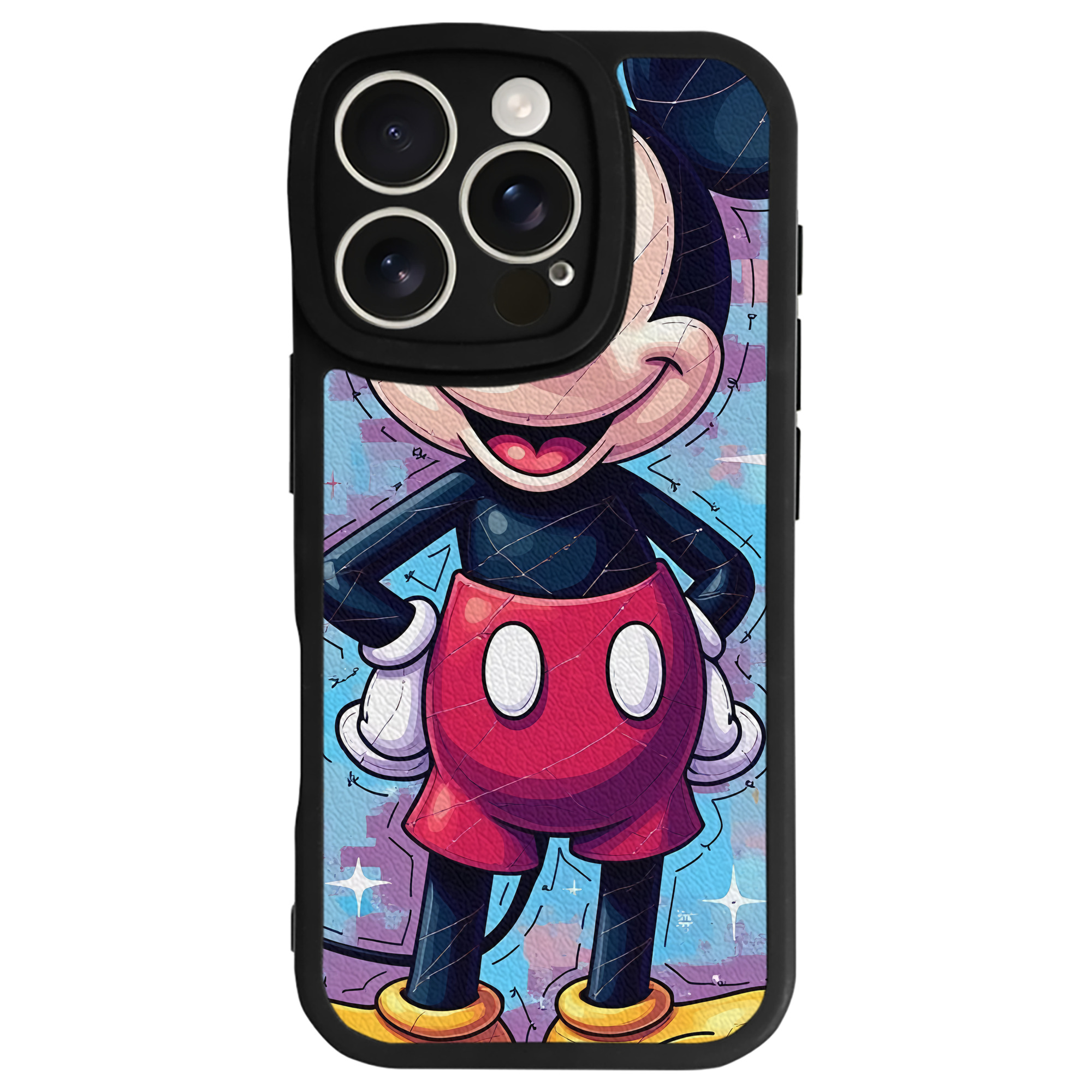 （画像用） ミッキーマウス Mickey Mouse 【iPhone 16シリーズ対応】シリコンスマホケース（レザー調） 材質：シリコン